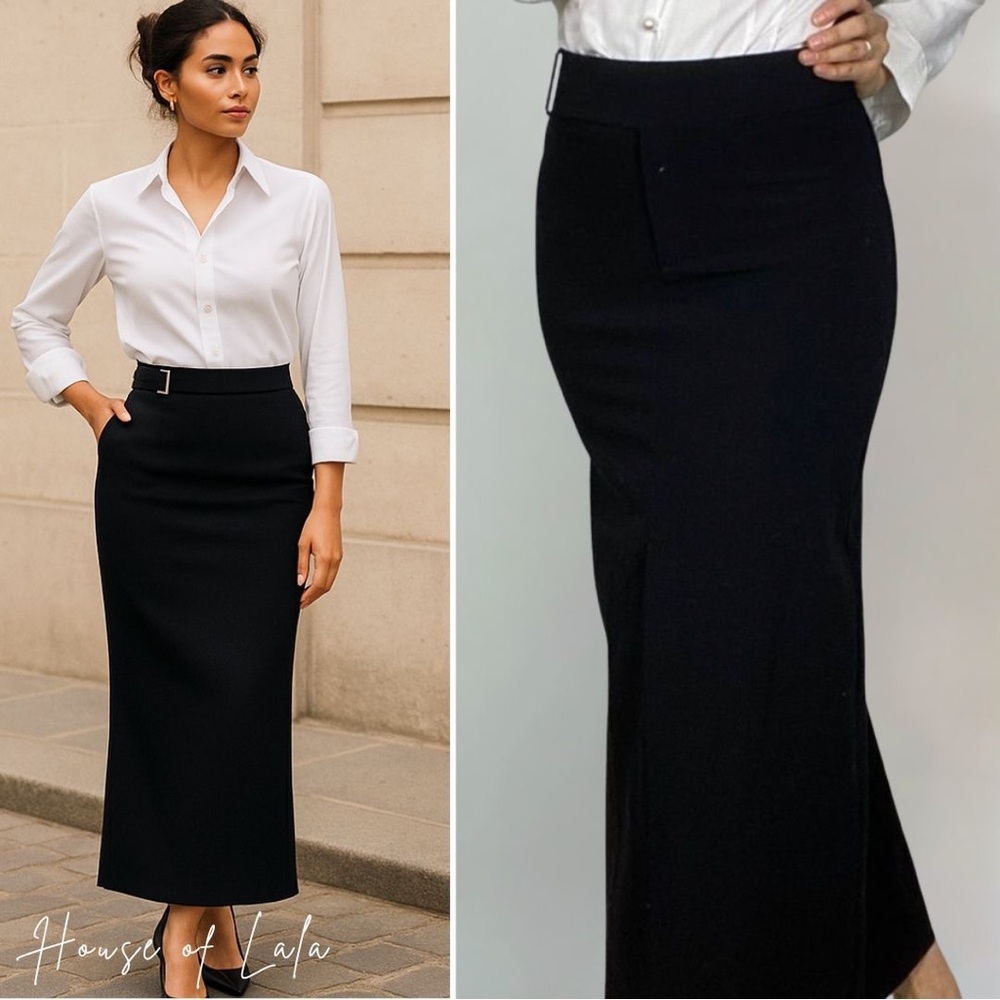 90s High Waisted Black Pencil Skirt. Day to Night Skirt.